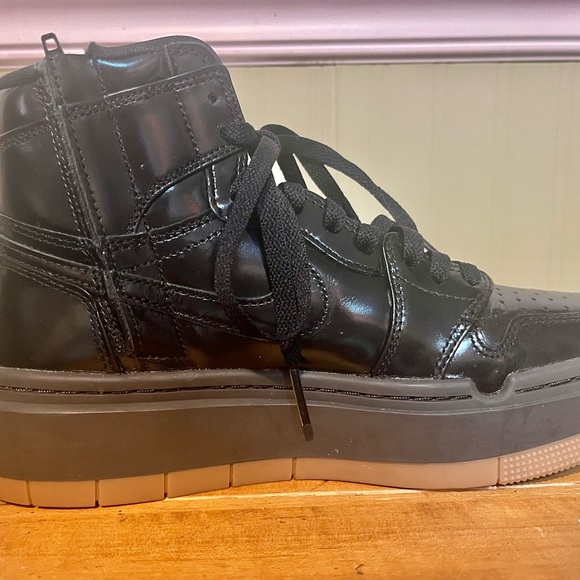 Nike Air Jordon Glossy Black High-Top Sneakers - Picture 3 of 11